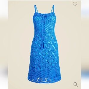J.Crew Blue Crochet Sweater Dress In Electric Blue
